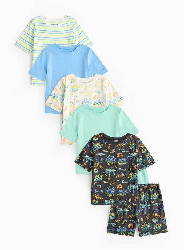 Rainbow Surf Print Pyjamas 5 Pack 5-6 years
